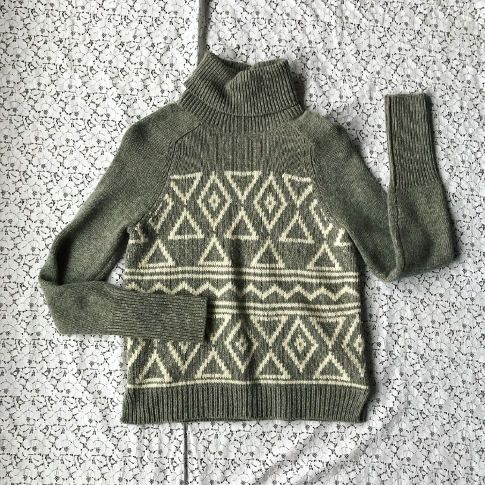 Jcrew wool & cashmere aztec turtleneck sweater